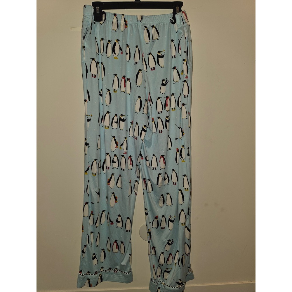 Kate Spade New York Blue Penguin Print Pajama Pants XL Holiday Loungewear